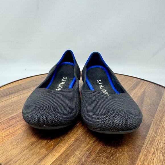 Rothy's The Flat Women's 7.5 Black Blue Round Toe Slip On Flats Shoes - Picture 2 of 7